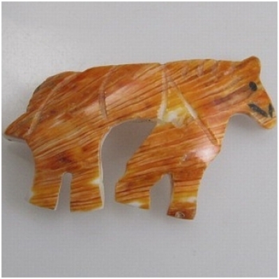 Spiny Oyster Orange Shell carved horse bead fetish pendant 38 to 43mm (N)