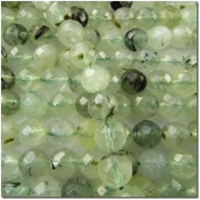 Prehnite faceted round gemstone beads (N) 8mm