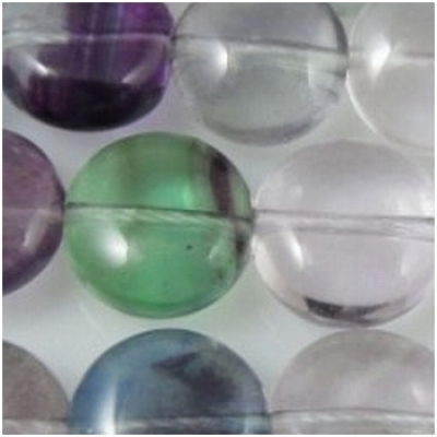 Fluorite AA puff coin 10mm gemstone bead