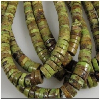 Australian Gaspeite heishi 5.3 to 5.6mm gemstone beads (S)