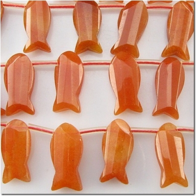 1 Orange Aventurine fish fetish bead 20mm gemstone bead pendant (N)