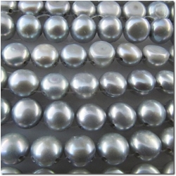 Pearl baroque double drilled mabe coin beads (D) 6.6 to 7mm