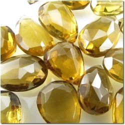 1 Beer Quartz faceted drop briolette gemstone bead (H) 12.7 to 15mm