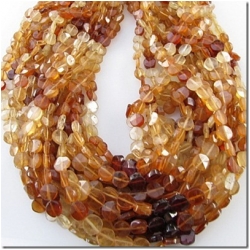 Garnet hessonite faceted coin gemstone beads (N) 5.4 to 6mm