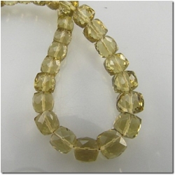 1 Lemon quartz faceted cube gemstone bead (H) 4.8 to 5.9mm