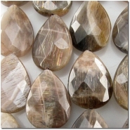 1 Sunstone faceted drop gemstone bead (N) 17.3 to 18mm
