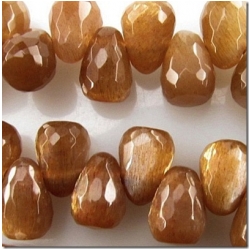 1 Sunstone faceted tear drop briolette gemstone bead (N) 8 to 9.5mm
