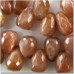 1 Sunstone faceted tear drop briolette gemstone bead (N) 7.7 to 9mm