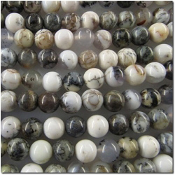 Moss agate black round gemstone beads (N) 6.2 to 6.4mm