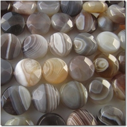 Botswana agate AA faceted coin gemstone beads (N) 9.5 to 10mm
