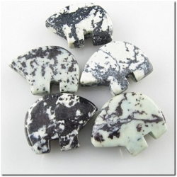 5 Zebra Jasper soft light green bear fetish gemstone beads (N) 24 to 26mm