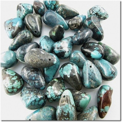 5 Turquoise Hubei rustic irregular tear drop briolette gemstone beads (S) 16 to 20mm long