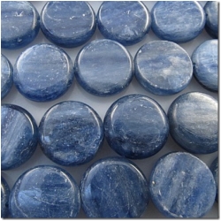 Kyanite A - AA blue coin gemstone beads (N) 15.6 to 16.1mm