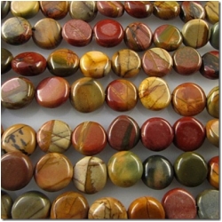 Red creek jasper coin gemstone beads (S) 8 to 8.4mm