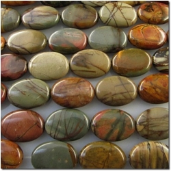 Red creek jasper oval gemstone beads (S) 17.7 to 18mm