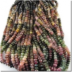 Tourmaline faceted hand cut rondelle gemstone beads (N) 5.2 to 5.7mm