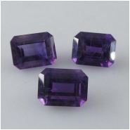 2 Amethyst dark faceted octagon cut loose gemstones (N) 5 x 7mm  CLOSEOUT