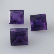 2 Amethyst dark faceted square loose cut gemstones (N) Approximate size 6mm