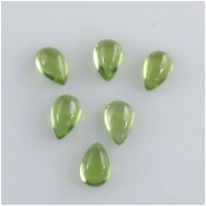 2 Peridot tear drop cabochon loose cut gemstones (N) 5 x 7mm CLOSEOUT