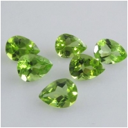 5 Peridot faceted tear drop loose cut gemstones (N) 3 x 4mm CLOSEOUT