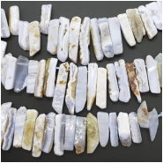 Blue Lace Agate Graduated Rectangle Flat Stick Top Drilled Gemstone Beads (N) Approximate size 9.45 x 22.71mm to 10.51 x 59.56mm 16 inches CLOSEOUT