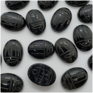 1 Black Onyx Carved Beetle Scarab Oval Gemstone Cabochon (DH) 13.04 x 17.96mm to 13.53 x 18.44mm CLOSEOUT
