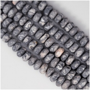Silver Crazy Lace Agate Matte Faceted Rondelle Gemstone Beads (N) Approximate Size 8mm 7.5 inches