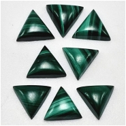 2 Malachite Triangle Gemstone Cabochons (N) 7mm