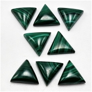 2 Malachite Triangle Gemstone Cabochons (N) 8.5mm