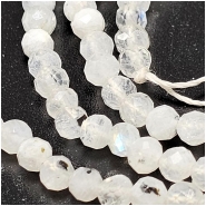 Rainbow Moonstone with Tourmaline Faceted Round Gemstone Beads (N) 3.75mm 15 inches