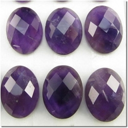 1pc Amethyst faceted oval gemstone cabochon (N) 15.8 to 16mm