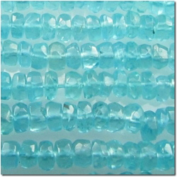 Apatite hand cut faceted rondelle gemstone beads (N) 3.7 to 4mm