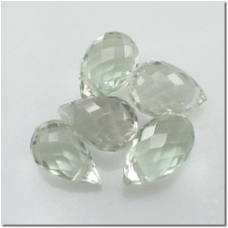 2pc Green amethyst faceted tear drop briolette gemstone beads (H) 10.2 to 11.5mm