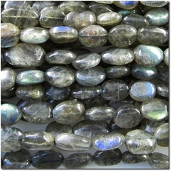 Labradorite irregular B oval gemstone beads (N) 6.4 to 9mm