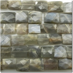 Moonstone gray irregular faceted rectangle gemstone beads (N) 9 to 14mm