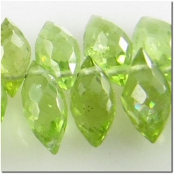 2pc Peridot faceted puff marquise briolette gemstone beads (N) 7 to 8mm