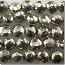 12pc Pyrite faceted coated coin gemstone beads (E) 6 to 6.6mm