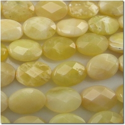 Opal African yellow opal faceted oval gemstone beads (N) 14 to 14.5mm