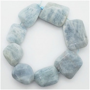 Aquamarine Faceted Flat Freeform Graduated Nugget Gemstone Bead (H) Approximate size 22.20 to 32.51mm x 18.71 to 25.81mm 8.5 inches CLOSEOUT