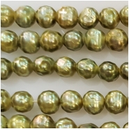 Pearl light green faceted semi round bead (D) Approximate size 4.09 to 6.06mm 16 inches
