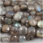 Labradorite Faceted Cushion Coin Gemstone Bead (N) Approximate size 9.2 to 10.8mm 10 inches CLOSEOUT