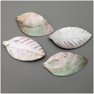 1 Mother Of Pearl Large Carved Leaf Pendant (N) 85.95 to 91.52mm length CLOSEOUT