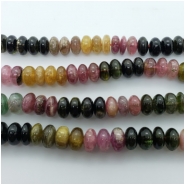 Tourmaline Multicolor Rondelle Gemstone Bead (N) Approximate size 2.98 to 6.00mm x 8.78 to 9.40mm 4 inches CLOSEOUT