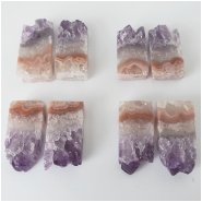 1 Pair Amethyst Stalactite Rectangle Gemstone Slice No Holes (N) Approximate size 11.5 to 12.5mm x 20.98 to 28.99mm CLOSEOUT