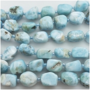 Larimar Semi Polished Nugget Gemstone Beads (N) 8 to 12.44mm x 11.94 to 14.34mm 8 inches CLOSEOUT