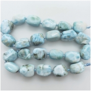Larimar Semi Polished Nugget Gemstone Beads (N) Approximate size 8.78 to 12.98mm x 14.45to 15.71mm 6.5 inches CLOSEOUT