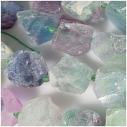 Fluorite Extra Large Raw Nugget Gemstone Beads (N) Approximate Size 17.4 to 28mm 15.5 inches