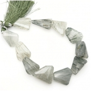 Tourmalinated Quartz Faceted Freeform Gemstone Beads (N) Approximate size 18.4 x 17.25mm to 18.9 x 21.5mm 8.5 inches