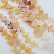 Golden "Jade" Butter Quartz Flat Fan Banded Gemstone Beads (N) Approximate size 10 x 12.6mm to 12.2 x 16.1mm 8 inches