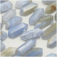 Blue Lace Agate Graduated Double Point Top Drilled Gemstone Beads (N) 24.25 to 40.4mm 15.5 inches